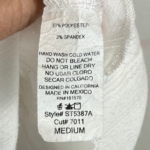 Sugarfox Top Womens Medium Multicolor Patchwork Striped Blouse Cottage Dainty - Picture 6 of 8